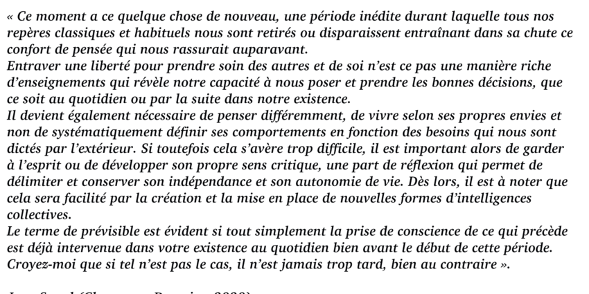 Une période inédite, nécessaire et prévisible par #JeanSonal